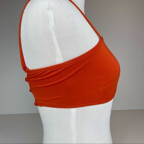 Bikini Lab Bandeau Swim Top Lace Back BL9RE89 Rust Orange S - Picture 7 of 14